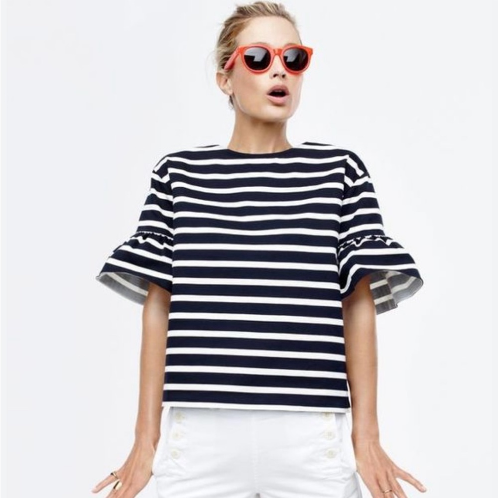 JCrew women’s short sleeve top black and white sz small